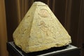 Saint Petersburg, Russia - June 14, 2016: Pyramidion from the tomb of the priest Rer in Abydos, Egypt