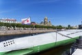 Soviet naval flag on a museum old submarine