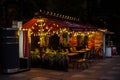 Temporary Baltica open beer restaurant with light decorations Royalty Free Stock Photo