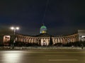 Kazan Cathedral in St. Petersburg, decorated for Christmas with a light projection of the Kazan Icon of the Mother of God Royalty Free Stock Photo
