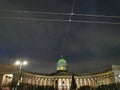 Kazan Cathedral in St. Petersburg, decorated for Christmas with a light projection of the Kazan Icon of the Mother of God Royalty Free Stock Photo