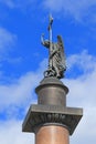 The Alexander column with angel sculpture on the Palace square i Royalty Free Stock Photo