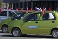 Annual rally on flag-decorated small cars in memory of the Great Patriotic War 1941-1945