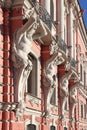 Figures of Atlantes on the facade of the Palace of Beloselsky-Belozersky in St. Petersburg Royalty Free Stock Photo