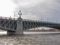 Saint-Petersburg, RUSSIA Ã¢â¬â May 1, 2019: Close up of Troitskiy Bridge, view from Neva river, Saint-Petersburg. Royalty Free Stock Photo