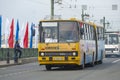 Ikarus-283.00 - Hungarian articulated bus of extra large capacity at the retro transport parade Royalty Free Stock Photo