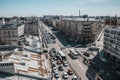 Saint Petersburg, Russia, May 2019. Ligovsky prospect is the top view. Roofs of the city from height