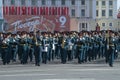 Military musicians at the Victory Day parade. Palace Square, Saint Petersburg