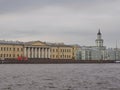 Saint-Petersburg, RUSSIA Ã¢â¬â May 1, 2019: View of the Kunstkamera and Center of Russian academy of science from the Neva river. Royalty Free Stock Photo