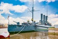 Cruiser Avrora in the Neva river, city Saint Petersburg. Russia Royalty Free Stock Photo