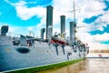 Cruiser Avrora in the Neva river, city Saint Petersburg. Russia Royalty Free Stock Photo