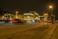 Saint Petersburg, RUSSIA - November 22, 2012: Saint petersburg at night illumination with blured traffic on road, View on Nevsky P