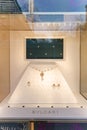 Show window of Bvlgari fashion store with luxury jewelry. Boutique shop in Saint