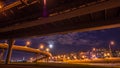 SAINT-PETERSBURG, RUSSIA - november 21, 2018: Time lapse evening highway, western high-speed diameter at sunset. Blurry cars on lo