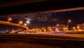 SAINT-PETERSBURG, RUSSIA - november 21, 2018: Time lapse evening highway, western high-speed diameter at sunset. Blurry cars on lo