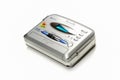 SAINT PETERSBURG, RUSSIA - NOVEMBER 21, 2018 - Vintage AIWA portable audio tape compact cassette player, gray walkman on white Royalty Free Stock Photo