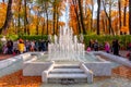 Saint Petersburg, Russia - October 2021: Fountain in Summer garden in autumn Royalty Free Stock Photo