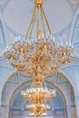 Ornate chandelier in the Hermitage museum of art and culture in Saint Petersburg, Russia in the Winter Palace Royalty Free Stock Photo