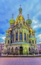 Ornate exterior of Church of Savior on Spilled Blood or Cathedral of Resurrection of Christ in Saint Petersburg, Russia at sunset Royalty Free Stock Photo