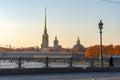 Peter and Paul fortress on Hare island from Troitsky bridge, Saint Petersburg, Russia Royalty Free Stock Photo