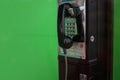 SAINT PETERSBURG, RUSSIA - OCTOBER 31, 2018: Phone booth in retro style on the background of chromakey, set.