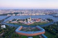 Saint Petersburg. Russia. Panorama of St. Petersburg. Peter and Paul Fortress top view. Rabbit Island. Vasilyevsky Island. Neva Royalty Free Stock Photo