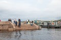 Saint-Petersburg. Russia. People on The Commandant Pier