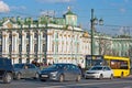 Saint-Petersburg. Russia. People and transport on The Palace Bridge Royalty Free Stock Photo