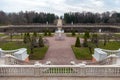 Saint Petersburg, Russia, 20.04.2019 Peterhof, spring, Lower Park, Marly pond, cascade of Royalty Free Stock Photo