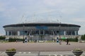 The road to the modern stadium that hosted the FIFA World Cup against the backdrop of a