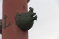 Rostral Column with bronze ship prow and anchor decorations architect - Jean-FranÃÂ§ois Thomas de Thomon. Close up side view