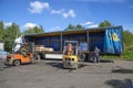 Loading of a truck with construction materials Royalty Free Stock Photo