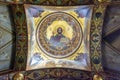 Saint Petersburg, Russia - September 2021: Painting of God on ceiling of Uspenskaya church on Vasilievsky island