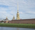 Saint Petersburg, Russia September 10, 2016: Panorama of the Peter and Paul fortress. The Bell Tower Of The Cathedral.