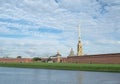 Saint Petersburg, Russia September 10, 2016: Panorama of the Peter and Paul fortress. The Bell Tower Of The Cathedral.