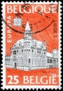 Saint Petersburg, Russia - September 27, 2020: Postage stamp issued in Belgium with the image of Liege post office. From the