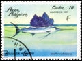 Saint Petersburg, Russia - September 18, 2020: Postage stamp issued in the Cuba the image of the Indo-Pacific Sailfish,