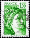 Saint Petersburg, Russia - September 27, 2020: Postage stamp issued in the France with the image of the Sabine, circa 1978