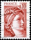 Saint Petersburg, Russia - September 27, 2020: Postage stamp issued in the France with the image of the Sabine, circa 1978