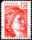 Saint Petersburg, Russia - September 27, 2020: Postage stamp issued in the France with the image of the Sabine, circa 1978