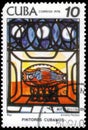 Saint Petersburg, Russia - September 18, 2020: Postage stamp issued in the Cuba the image of the Fish. From the series on