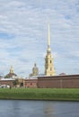 Saint Petersburg, Russia September 12, 2016: View of the bell tower of the Cathedral. Peter and Paul fortress in St. Petersburg