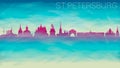 Saint Petersburg Russia Skyline City Silhouette. Broken Glass Abstract Geometric Dynamic Textured. Banner Background. Colorful Sha
