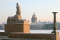 Saint Petersburg, Russia. The Sphinx monument at the University embankment Royalty Free Stock Photo