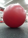 SAINT-PETERSBURG, RUSSIA:Sport equipment.Red fitball in the worldclass Saint-Petersburg, Russia at July 18, 2018