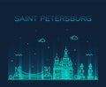 Saint Petersburg skyline Russia vector linear city