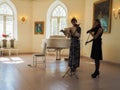 Saint-Petersburg. Spring 2017. A duo of young singers perform at the concert.