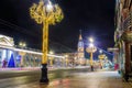 Saint Petersburg streets with Christmas illumination on Nevsky Prospect at night Royalty Free Stock Photo