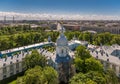 Saint Petersburg sunny cityscape panorama from bell tower of Smolniy orthodox cathedral Royalty Free Stock Photo