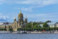 Saint Petersburg, view of Lieutenant Schmidt embankment in the area of Church of the assumption Metochion in the Kozelsk Optina Royalty Free Stock Photo